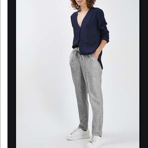Topshop drawstring linen look pants 10